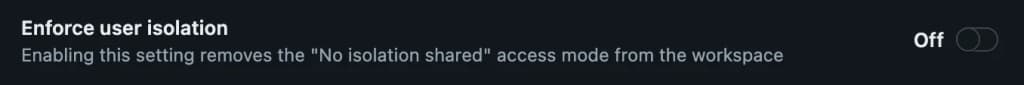 Disable no isolation clusters